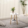 OERGKE Round End Table, Small Side Tables with Lower Shelf,