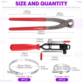 Swpeet 10Pcs Ear Clamp Pliers with CV Boot Clamps Kit, Ear Boot Tie Pliers, Car Band Tool Kit, Automotive Hose Axle Plier CV Clamp Tool CV Joint Banding Tools for Most Cars