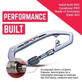 GPCA Carabiner Keychain X, Heavy Duty Carabiner for Outdoor and Daily Use, Use As Camping, Hiking and Outdoor Gear, Handy Keychain Multitool and Backpack Accessory, Stainless Steel with Red Ring