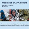 4 Pack Emergency Foil Blankets Survival Thermal Mylar Blankets, 210×130cm