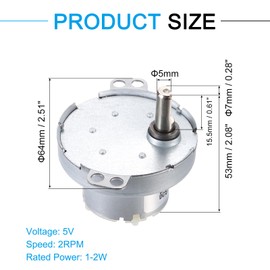 MECCANIXITY Slow Speed Motor JS-50T D-Shaft Gear Electric Motor, 5V DC 2RPM Motor CW/CCW D Shaft DC Motor Large Torque for 3D Printer Filament Rotating Display Stand
