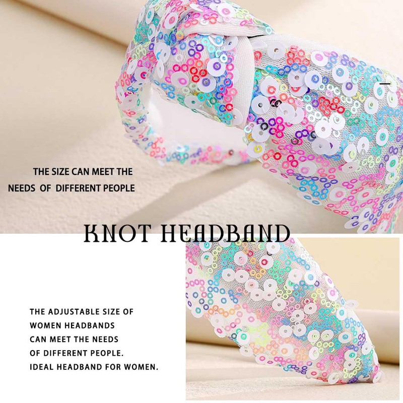 Sinalty Sequin Knotted Headbands Wide Colour Hairband Glitter Fashion Hair
