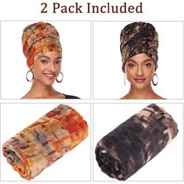 DRESHOW Hair Wrap for Black Women, Jersey Scarf Turban Long Hair Head Wrap Scarf Head Scarf Soft Headband Scarves Cap