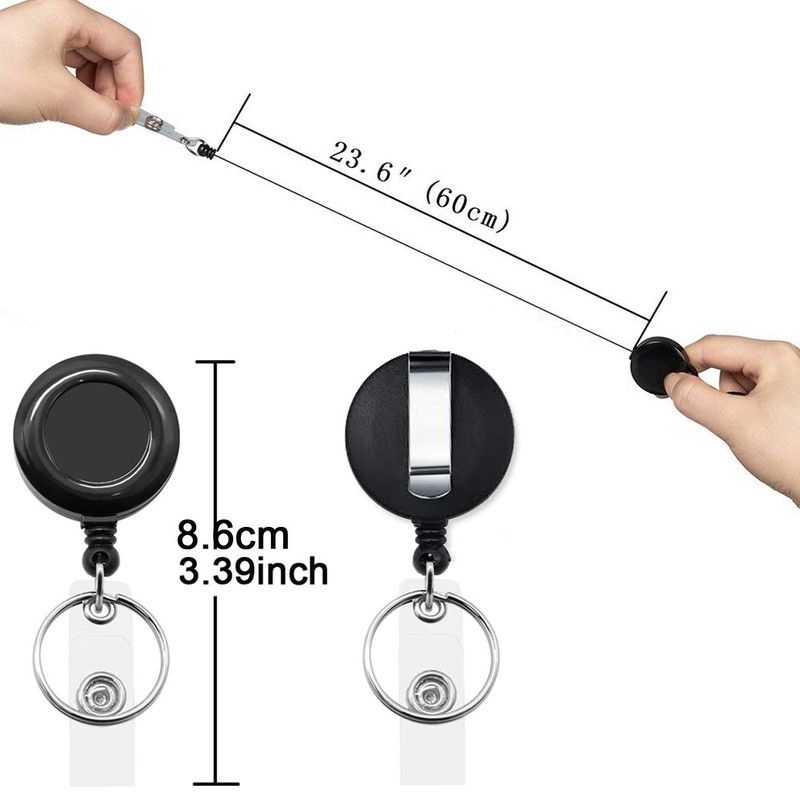 AMUU Name Badge Reel Hanging Name Badge Reel Black Set
