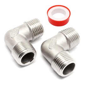 SWZHAI 2PCS 90 Degree Elbow 1/2" NPT Male x 1/2" NPT Male Street Elbow 304 Stainless Steel Pipe Fittings Male Threaded Coupler