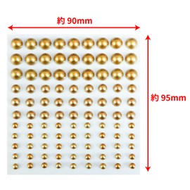 Rhinestone Sticker (Decal) Pearl Type 0.2 - 0.3 inch (4 - 8 mm) [Matte Gold] Gold LS-141