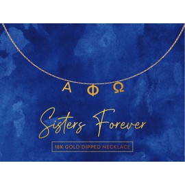 Sorority Shop Alpha Phi Omega Necklace — APO Name Necklace, 18K Gold Plated Sorority Gifts Necklace, Long-Lasting Alpha Phi Omega Gifts for Women