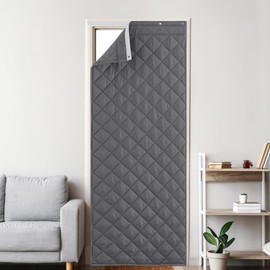 KEPARPCN Thermal Insulated Door Curtain, Durable Oxford Cloth & Thicken Polyester Fiber Fill, Weatherproof Windproof Soundproof Door Window Warm Thick Curtains for Winter, 1 Panel, 30" x 84", Grey