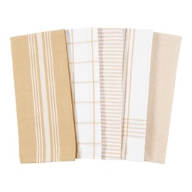 KAF Home Soho Kitchen Dish Towel Set of 10 | 18 x 28 Inch Tea Towels | Soft and Absorbent Mixed Set of Flat Towels (Beige)