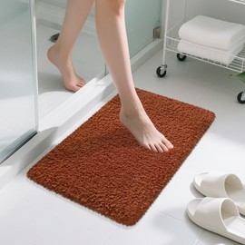 MondayRug - Alfombras de baño suaves y peludas, de microfibra gruesa absorbente de agua, antideslizantes, lavables a máquina, de secado rápido, para baño, tina y ducha, 30 x 20 pulgadas, color café