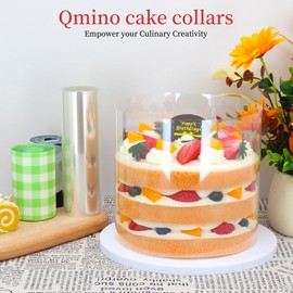 Qmino - Collar para tartas, rollos transparentes para tartas, tiras transparentes para tartas, hoja de acetato de bricolaje, borde envolvente para decoración de horneado, envoltura elegante para