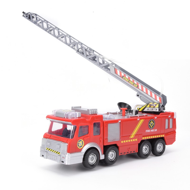 Mini Simulation Aerial Ladder Truck Model Vehicle Fire Fighting Car