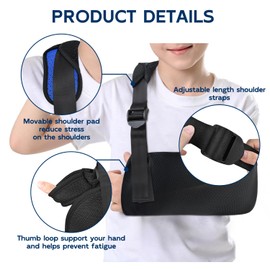 Mezeic Arm Sling for Elbow Wrist Arm Injury, Adjustable Shoulder Sling Immobilizer Arm Support Brace for Left or Right Arm, Forearm Slings for Rotator Cuff Torn - XS