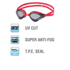 View Swimming Gear V-230 Blade Orca Racing Swim Goggles, Smoke/Red