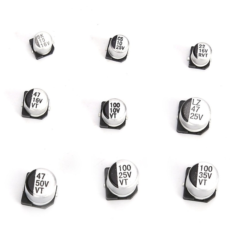 400Pcs SMD Electrolytic Capacitor 24 Values Aluminium 1uF‑1000uF Accessory Set