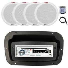 Pyle Marine CD Radio, Adapter,Spa Bezel, Ant, Wire, 4x 6.5'' 400W White Speaker