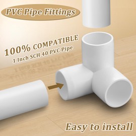 12-Pack 1" PVC Fittings 3 Way, Furniture Grade 1 Inch PVC Pipe Fittings 3 Way, UV Resistant, Fits SCH40 Pipe DIY Garden Shelves, Greenhouse, Shelf