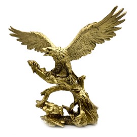 DESHINTKE Large Golden Eagle Resin Ornaments, Soaring Eagle Modern Home Office Figurine Decor