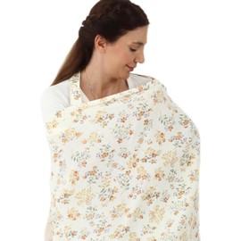 Breastfeeding Cover, Muslin Soft Cotton Nursing Cover, Breast Feeding Coverall with Adjustable Strap, Nursing Cover Breastfeeding Lightweight Breastfeeding Shawl for Outdoor