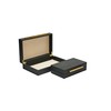 Set of 2 Black Shagreen Leather Decorative Boxes With Gold