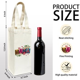 LETUROIA Wine Bottle Gift Bag - Mama Wine Bag, Wine Lovers Gifts For Women, Mom Gifts For Mother's Day, Wine Tasting Party Supplies Wine Bottle Carrier 1pcs Washable Reusable /08