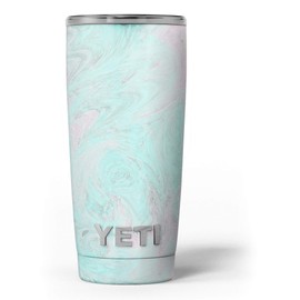Design Skinz Teal Slate Marble Surface V23 - Skin Decal Vinyl Wrap Kit Compatible with The Yeti Rambler Cooler Tumbler Cups