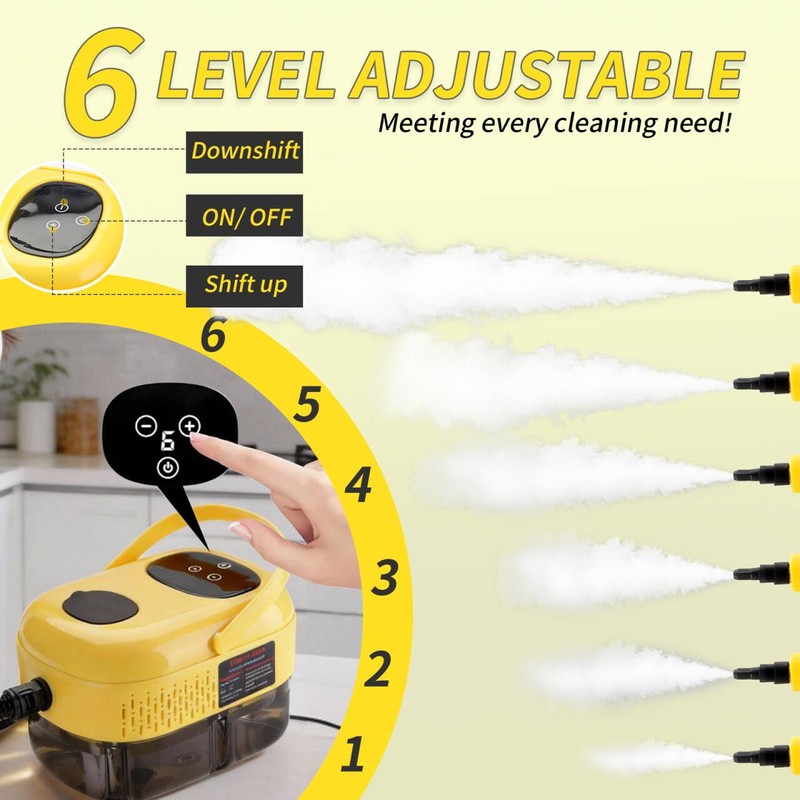 Steam Cleaner,15s Heat-Up 6-Level Adjustable, 2500W Handheld Steam Cleaner for