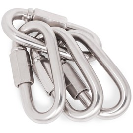 ThreeLeaves Stainless Steel Chain Links 2.3 Inch. D Shape Safety Chain Hook Locking Carabiner Clip for Pulling and Lifting.(6 Pack)