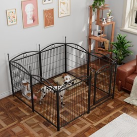 Dog Playpen Indoor 32 inch 8 Panels Metal Dog Pen Pet Dog Fence Outdoor Exercise Pen with Doors, Heavy Duty Dog Fence Puppy Pen for Large Medium Small Dogs Indoor Outdoor Foldable Pet Exercise Pen