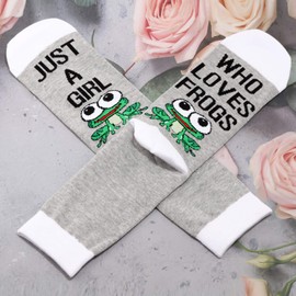 LEVLO 2 Pairs Frog Novelty Socks Animal Lover Gift Just A Girl Who Loves Frogs Socks Frogs Lover Gift Cute Animal Series Socks (Loves Frogs Socks)