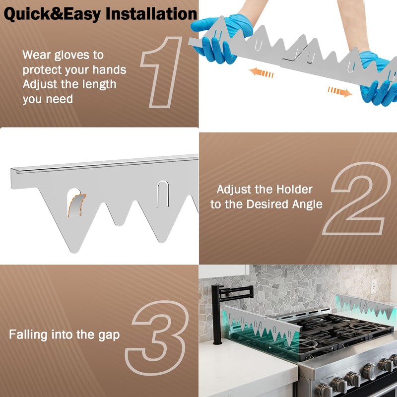 2 PCS Stove Gap Covers, Stainless Steel Stove Gap Filler-Silver