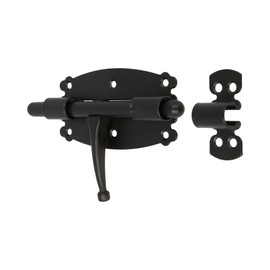 Amig - Einsteckriegel für Türen und Möbel Mod. 484 | Sicherheitsschloss für horizontale Verriegelung | Stahlmaterial mit Zamakschaft | 120 mm | Rustikaler Stil | Inklusive Schrauben | Schwarz