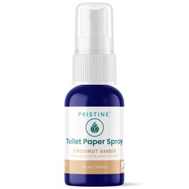 PRISTINE Toilet Paper Spray - As Seen on Shark Tank, More Natural Flushable Wet Wipes Alternative, Spray Toilet Paper to Create Flushable Wipe, Coconut Amber, 1 fl oz Travel Size