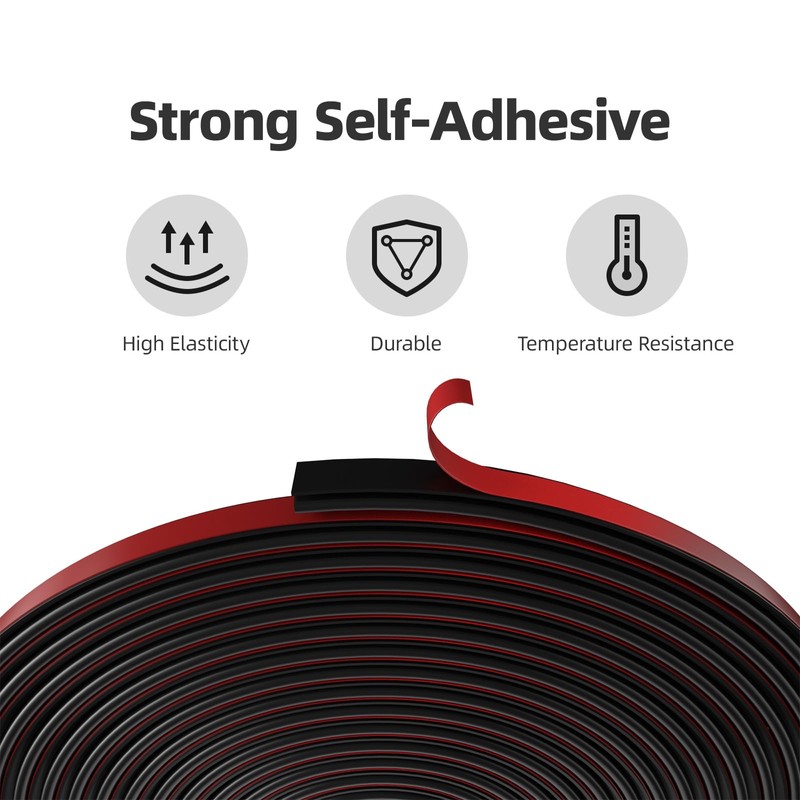 JSIWOTH Weather Stripping, Black D-Shaped Rubber Seal Strip for Doors/Windows,