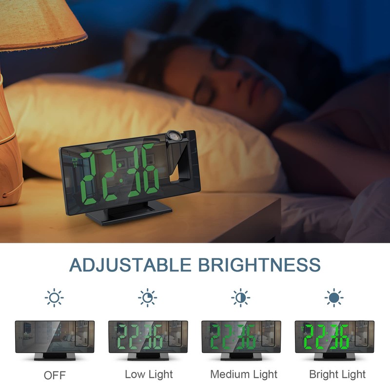 Ankilo Upgraded Projection Alarm Clock, 7.8" Large Screen, 4-Level Dimmer,