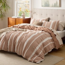 Bedsure Waffle Weave Duvet Cover King - 100% Cotton Boho Duvet Cover Set with 2 Pillowcases - Extra Soft Terracotta Textured Comforter Cover with Zipper Closure (King, 104"x90")