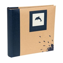 Kenro Green Wood Blue Dolphin Photo Album with Kraft Paper Cover for 200 Photos 6x4 inch/10x15cm Family Photograph Album - GRW006UE