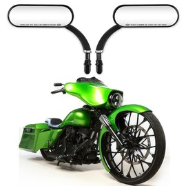DREAMIZER Black Motorcycle Universal Oval Rear View Side Mirrors Compatible with Harley Street Bike Scooter Chopper Cruiser Sportster Dyna Softail Dirt Bike