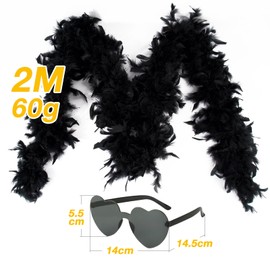 BETESSIN Feather Boas with Glasses, black