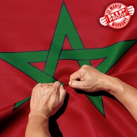Anley Rip-Proof Double Sided 3-Ply Morocco Flag 3x5 Foot - Vivid Color, Canvas Header and Wrinkle Resistant - The Strongest, Longest Lasting Moroccan National Flags 3 X 5 Ft