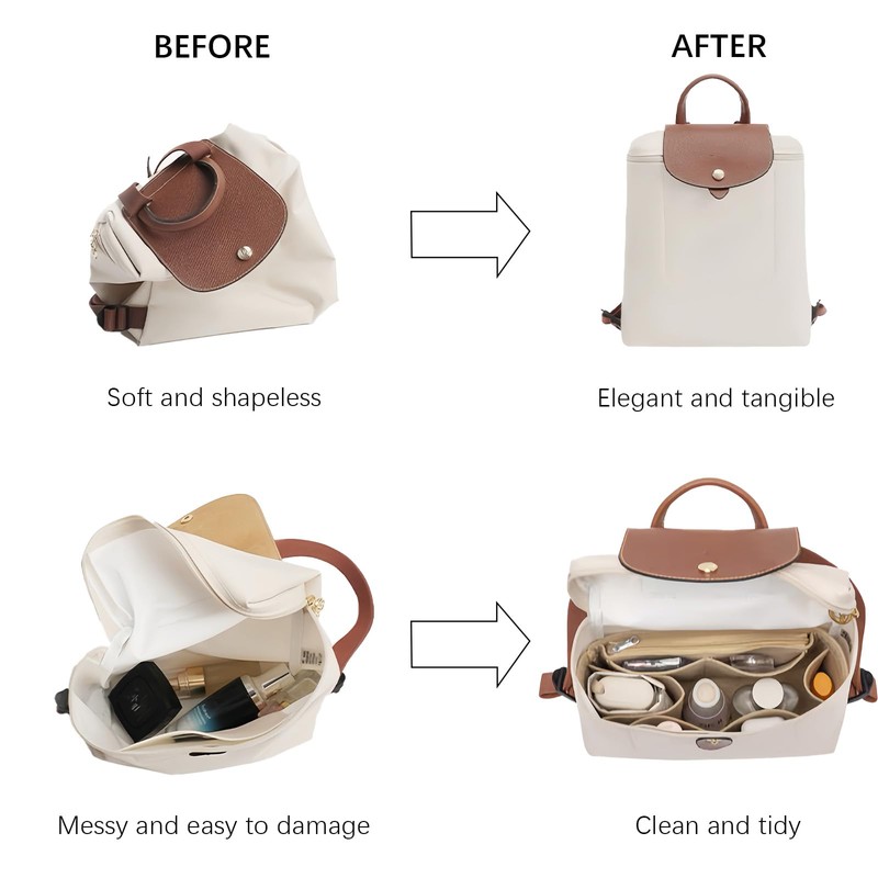 Lckaey Bag organizer insert for le pliage backpack Felt insert