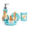 FORLONG Ceramic Bathroom Accessories Set, 4 Piece 3D Floating Seahorse