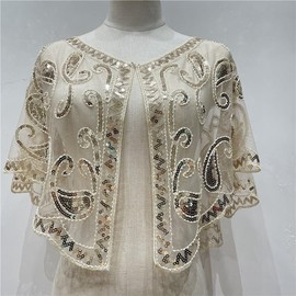 Specell Champagne Shawls And Wraps For Weddings,1920s Shawl,Wedding Shawl,Shawls W Sleeve For Wedding,Champagne Shawls And Wraps For Evening Dresses,Evening Shawl Wrap,Shawl Champagne,Flapper Shawl.