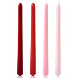 10 Inch Gradient-red Taper Candles, 4 Packs Unscented Candlesticks for Dinner, Wedding, Valentine’s Day and Home Decoration, Dripless and Smokeless, 8-10 Hours Burn