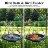 WANGIRO Hanging Bird Bath Outdoor 11.5" Metal Bowl with 15.5