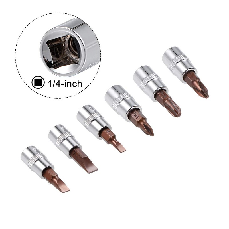 sourcing map 1/4" Drive Phillips Slotted Bit Socket Set, S2
