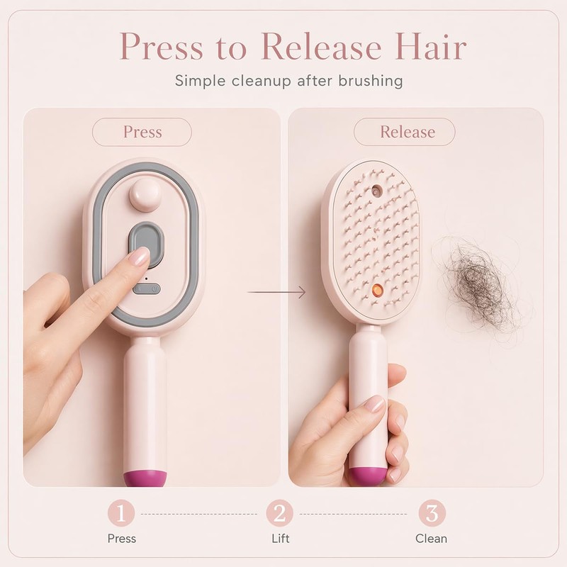 2026 New Electric Spray Air Cushion Massage Comb (Pink)