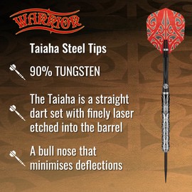 Warrior Taiaha Steel Tip Dart Set-90% Tungsten Barrels-21gm