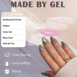 Press On Nails, Cat Eye Medium Almond Fake Nails, Light Weight & Fit Perfectly Black Glossy False Nails, 24pcs Acrylic Stick on Nails for Women Girls Cat Eye Nail