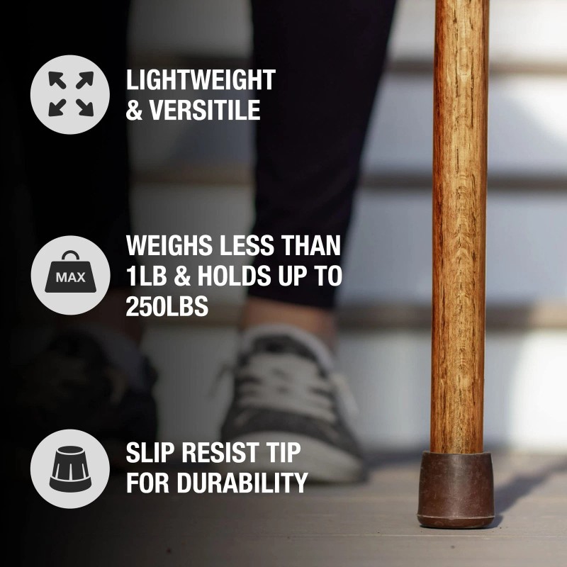 Brazos Handcrafted Solid Wood Walking Stick Lightweight Hiking Pole with